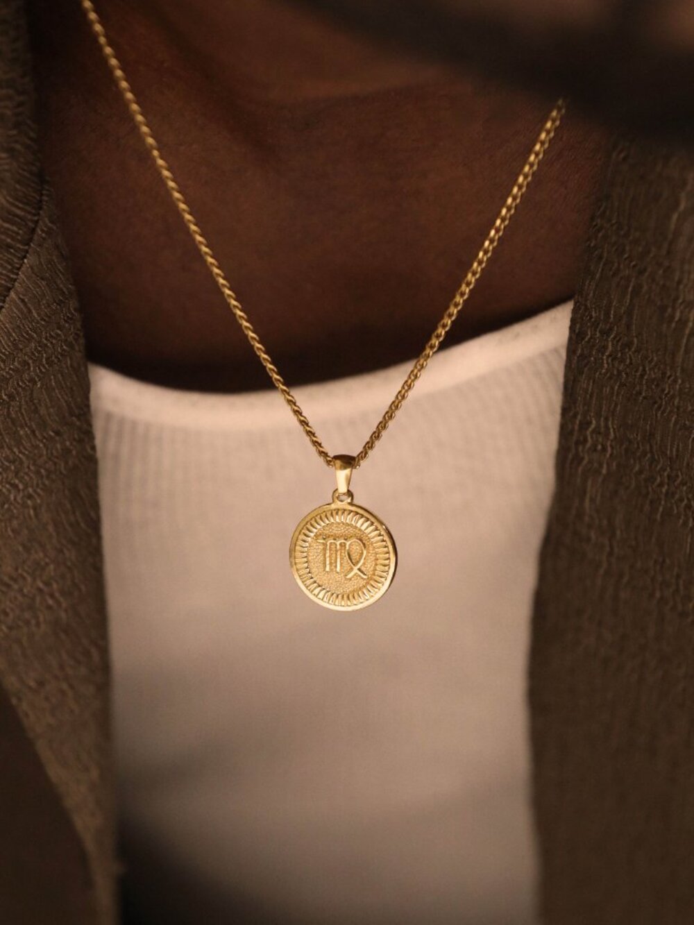 Men's Gold Virgo Pendant Necklace